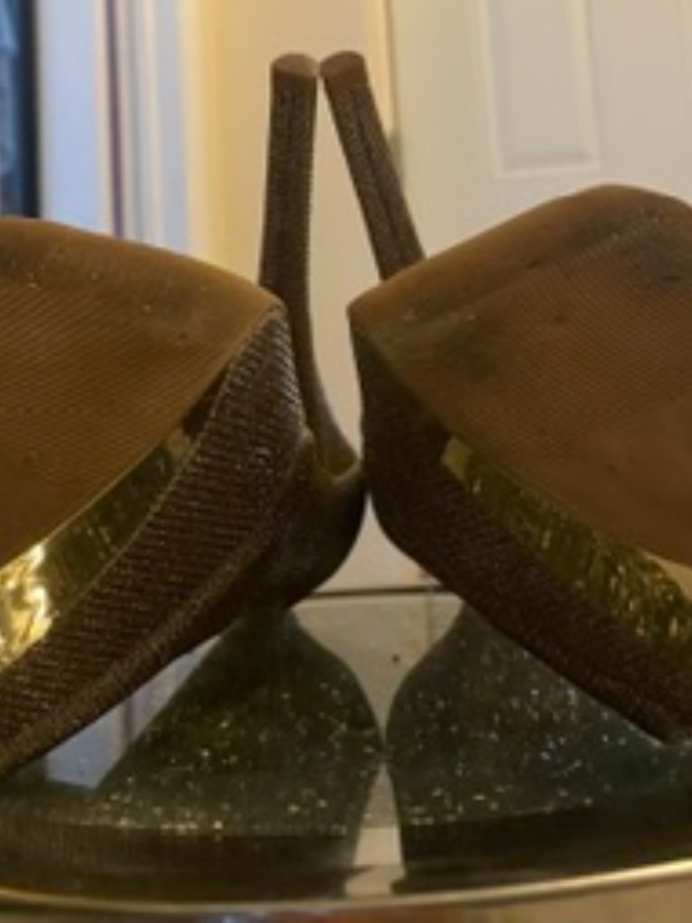 NWOT Gold Toe Glitter Sling Back Platform Stilettos (7.5/8) - Picture 8 of 10
